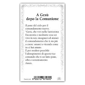 Heiligenbildchen, Kelch, Ähren und Weintrauben, 10x5 cm, Gebet in italienischer Sprache