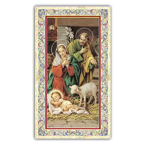 Heiligenbildchen, Geburt Christi, 10x5 cm, Gebet in italienischer Sprache 1