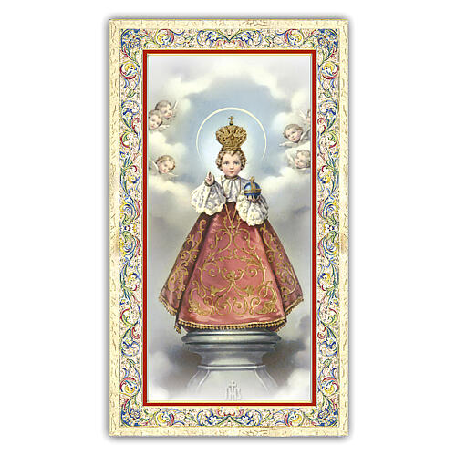 Heiligenbildchen, Prager Jesulein, 10x5 cm, Gebet in italienischer Sprache 1