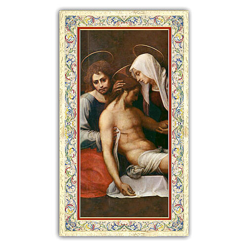 Heiligenbildchen, Kreuzabnahme, 10x5 cm, Gebet in italienischer Sprache 1