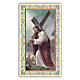 Heiligenbildchen, Jesus, der das Kreuz trägt, 10x5 cm, Gebet in italienischer Sprache s1