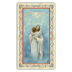 Heiligenbildchen, Jesus, der eine Seele umarmt, 10x5 cm, Gebet in italienischer Sprache