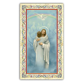 Holy card, Jesus embracing a soul, prayer ITA, 10x5 cm
