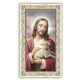 Holy card, Jesus with a lamb, Prayer to the God of Tenderness ITA, 10x5 cm