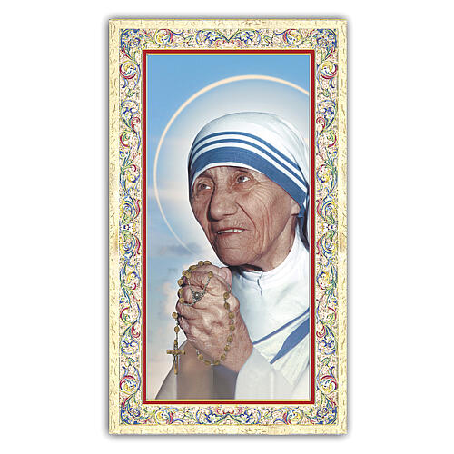 Heiligenbildchen, Heilige Teresa von Kalkutta, 10x5 cm, Gebet in italienischer Sprache 1