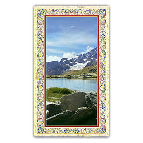 Heiligenbildchen, Alpenpanorama, 10x5 cm, Gebet in italienischer Sprache