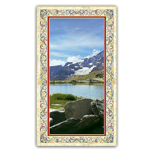 Heiligenbildchen, Alpenpanorama, 10x5 cm, Gebet in italienischer Sprache 1