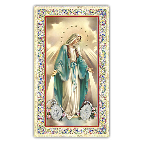 Holy card, Miraculous Medal, Memorare prayer ITA, 10x5 cm 1