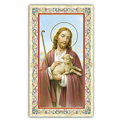 Holy card, Jesus Good Shepherd, Prayer ITA, 10x5 cm 1