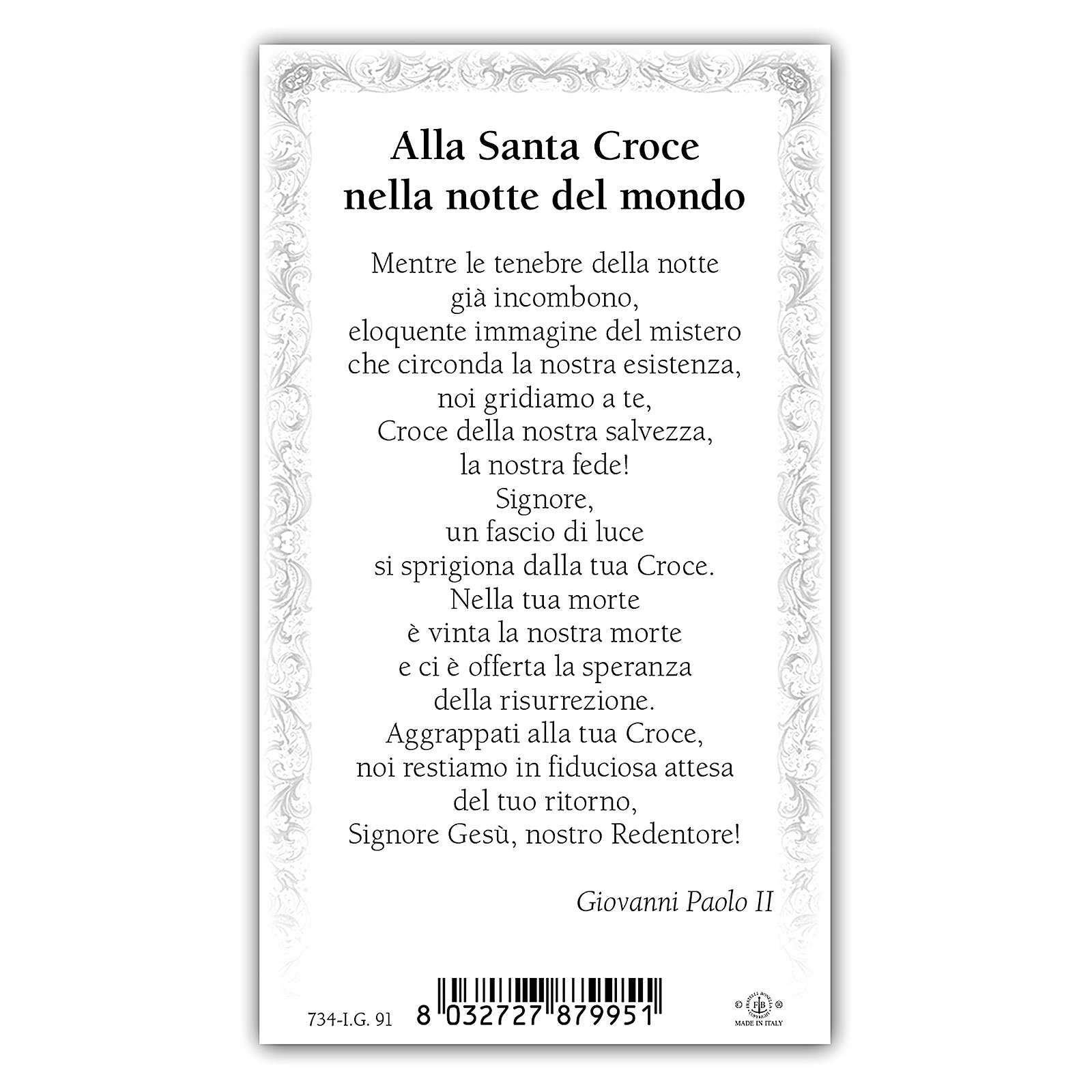 Holy Card Cross Prayer To The Holy Cross Ita 10x5 Cm Online Sales