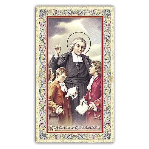 Heiligenbildchen, Heiliger Johannes Baptist de La Salle, 10x5 cm, Gebet in italienischer Sprache 1