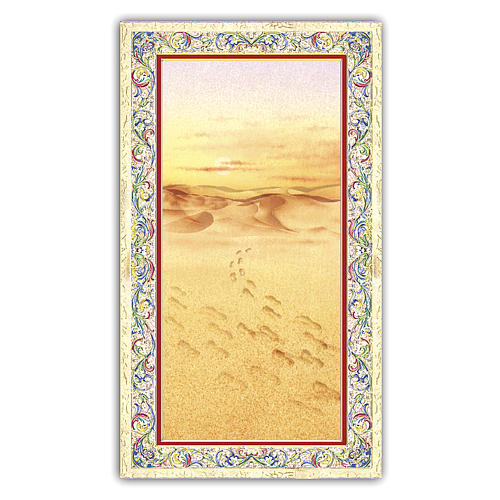 Holy card, Footprints in the sand, Message of Tenderness ITA, 10x5 cm 1