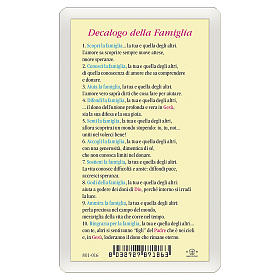 Holy card, Holy Family, Family Decalogue ITA 10x5 cm