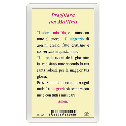 Heiligenbildchen, Engelchen im Gebet, 10x5 cm, Gebet in italienischer Sprache, laminiert 2