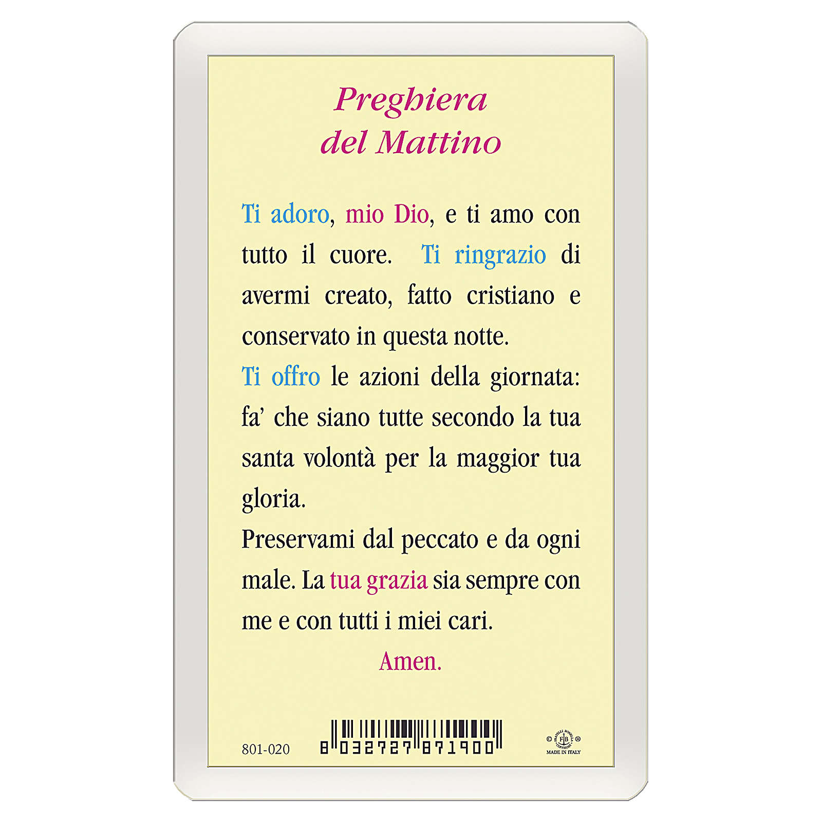 Santino Angioletto Preghiera Del Mattino Ita 10x5 Vendita Online Su Holyart