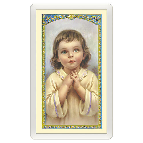 Heiligenbildchen, Bub im Gebet für die Großeltern, 10x5 cm, Gebet in italienischer Sprache, laminiert 1