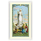 Heiligenbildchen, Muttergottes von Fatima und die 3 Hirtenkinder, 10x5 cm, Gebet in italienischer Sprache, laminiert s1