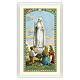 Estampa religiosa Virgen de Fátima Misericordia con los tres Pastores ITA 10x5 s1
