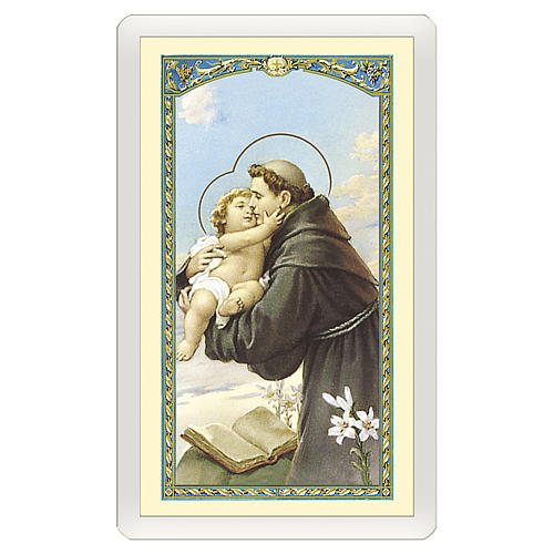 Holy card, Saint Anthony of Padua, Prayer against Temptation ITA 10x5 cm 1