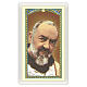 Heiligenbildchen, Pater Pio, 10x5 cm, Gebet in italienischer Sprache, laminiert s1