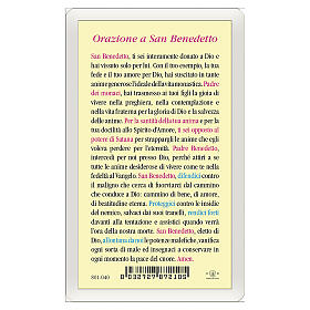 Heiligenbildchen, Heiliger Benedikt, 10x5 cm, Gebet in italienischer Sprache, laminiert