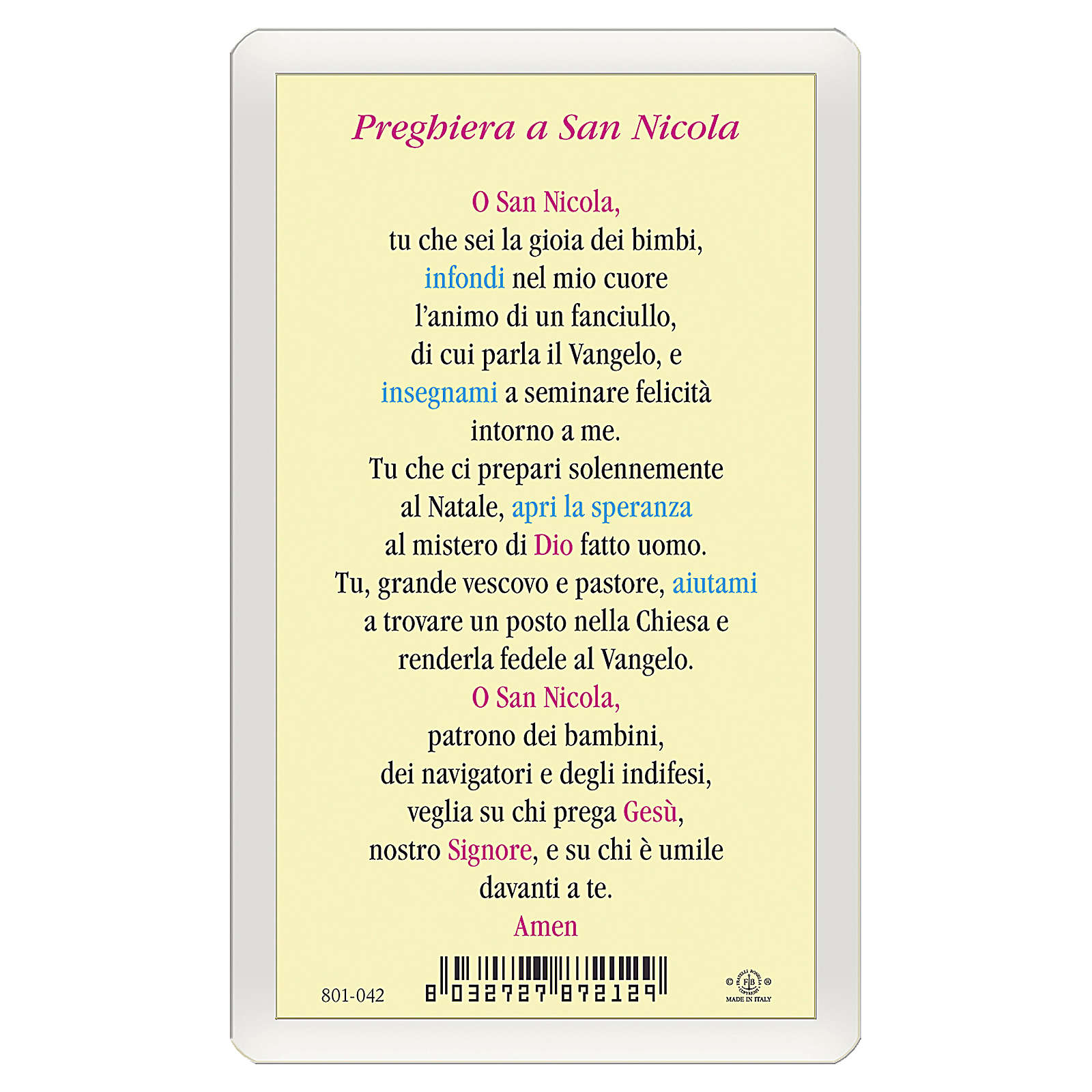 Holy card, Saint Nicholas, Prayer to Saint Nicholas ITA 10x5 online