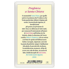 Heiligenbildchen, Heilige Klara, 10x5 cm, Gebet in italienischer Sprache, laminiert