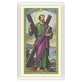 Heiligenbildchen, Heiliger Apostel Andreas, 10x5 cm, Gebet in italienischer Sprache, laminiert