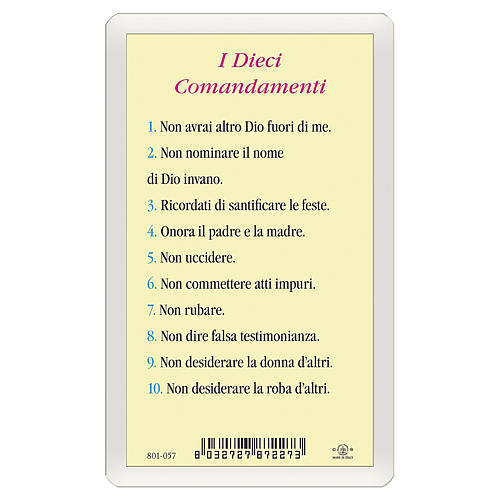 Holy card, Christ Pantocrator, Ten Commandments ITA 10x5 cm 2