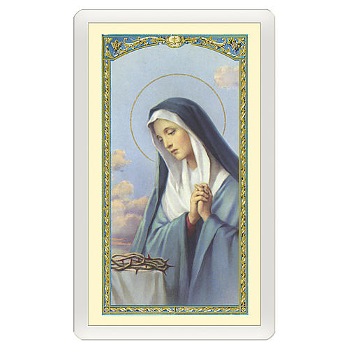 Holy card, Our Lady of Sorrows, Prayer to Our Lady of Sorrows ITA 10x5 cm 1