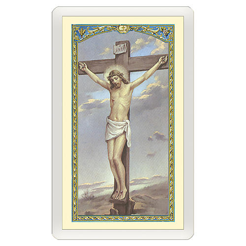 Estampa religiosa Jesús Crucificado Delante del Crucifijo ITA 10x5 1