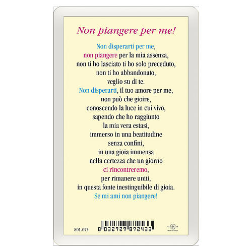 Holy card, Resurrection, Do Not Cry for Me ITA 10x5 cm 2
