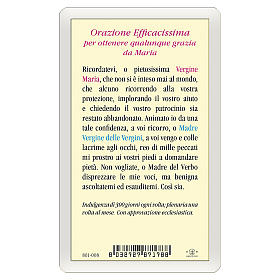 Holy card, Miraculous Medal, Memorare ITA 10x5 cm