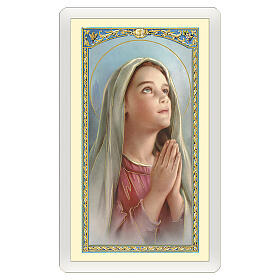 Heiligenbildchen, Mädchen im Gebet, 10x5 cm, Gebet in italienischer Sprache, laminiert