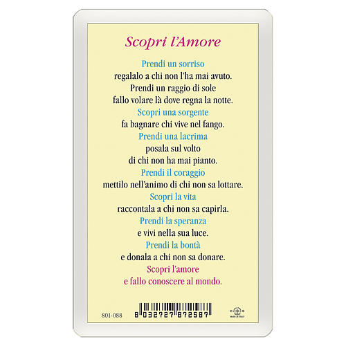 Holy card, Resurrection, "Scopri l'Amore" Discover Love ITA, 10x5 cm 2