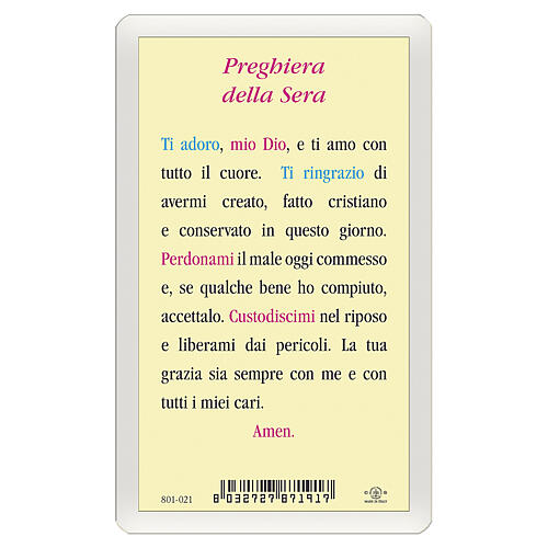 Heiligenbildchen, Der kleine Samuel im Gebet, 10x5 cm, Gebet in italienischer Sprache, laminiert 2