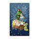 Holy card with Nativity with wooden crib, starry sky, 5x3 in s1