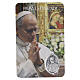 Laminated devotional image of Pope Leo XIV in prayer with metal medal, 4x2 in s1