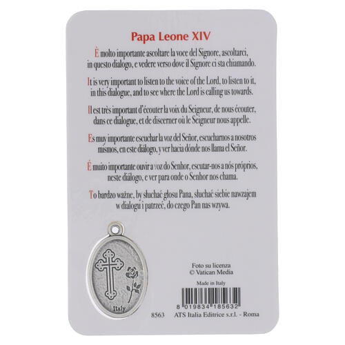 Karta laminowana z papieżem Leonem XIII, metalowy medalik i Bazylika Watykańska, 10 × 5 cm 2