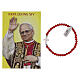 Red rosary bracelet Pope Leo XIV in crystal-cut glass with white cross and holy card s1