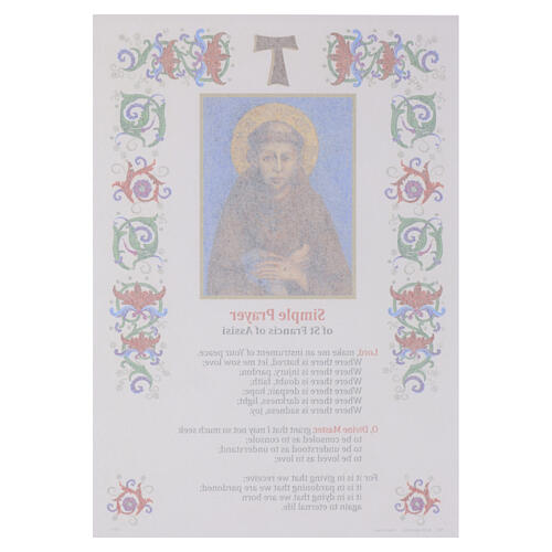 Pergamina dekoracyjna ze św. Franciszkiem, złocenia drukowane, 30×20 cm, język angielski 2