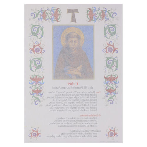 Pergamin ze św. Franciszkiem i prostą modlitwą, 30x20 cm, język niemiecki 2