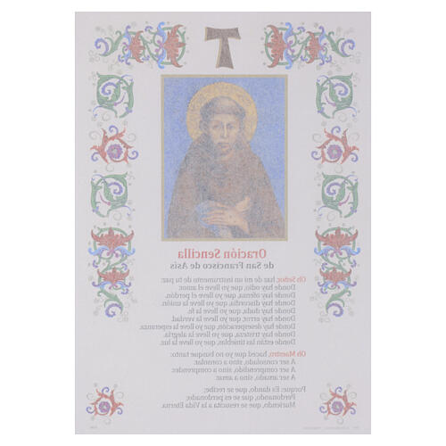 Pergamin ze świętym Franciszkiem z Asyżu, 30×20 cm, tekst w języku hiszpańskim 2