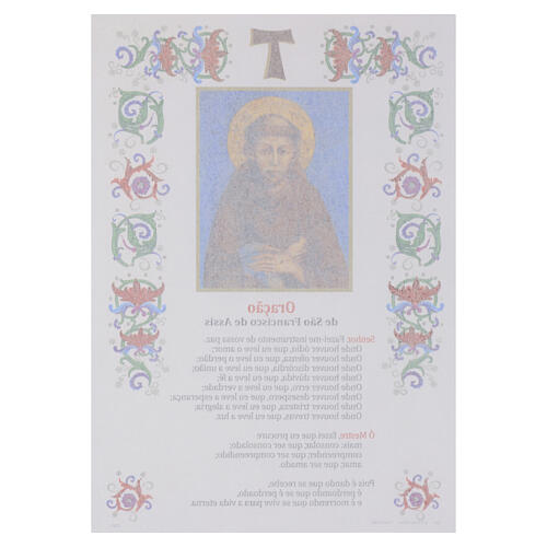 Pergamin ze świętym Franciszkiem z Asyżu, złocenia na gorąco, 30x20 cm, wersja w języku portugalskim 2