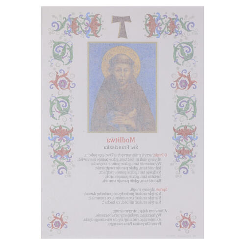 Pergamin ozdobny święty Franciszek z Asyżu z modlitwą 30×20 cm, w języku polskim 2