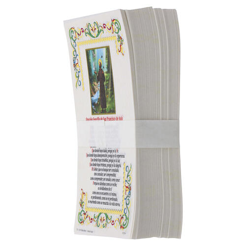 Pergamina z św. Franciszkiem i ozdobną ramką 15x10 cm, tekst w języku hiszpańskim 2