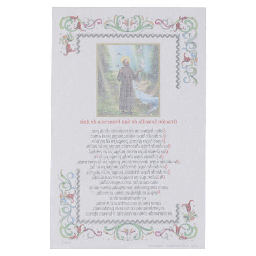 Pergamina z św. Franciszkiem i ozdobną ramką 15x10 cm, tekst w języku hiszpańskim 3