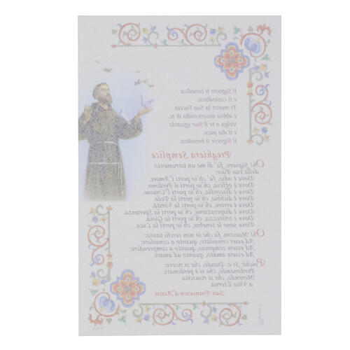 Pergamin ze św. Franciszkiem z błogosławieństwem i dekoracyjną ramką, 15x10 cm, wersja w języku włoskim 3