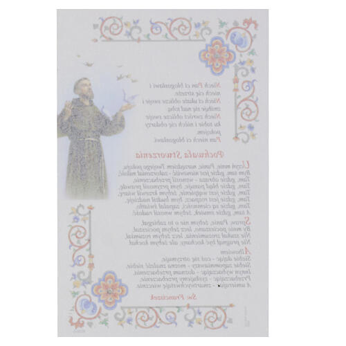 Pergamin artystyczny Święty Franciszek z błogosławieństwem, 15×10 cm, wersja polska 3