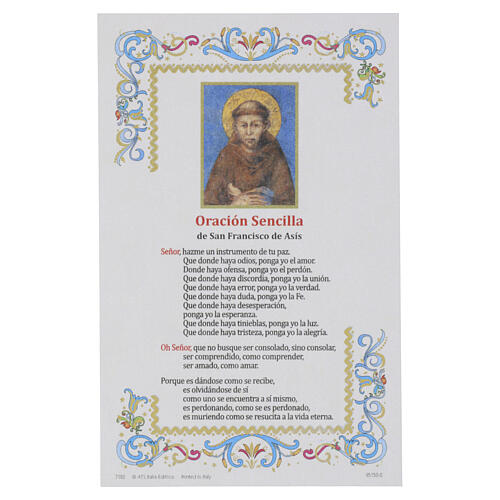 Pergamena ornamentale San Francesco con dettagli floreali 15x10 cm - LINGUA POLACCA 1